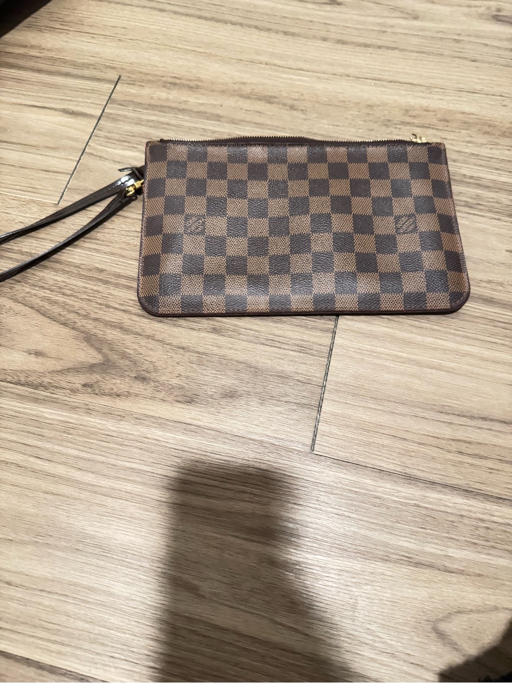 Louis Vuitton Brown Check Wristlet Clutch